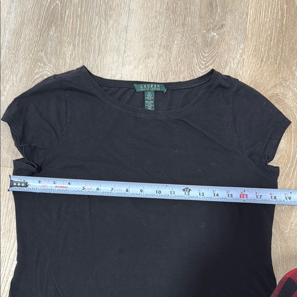 Ralph Lauren Black Cropped Cap Sleeve Embellished Tee - Picture 5 of 7